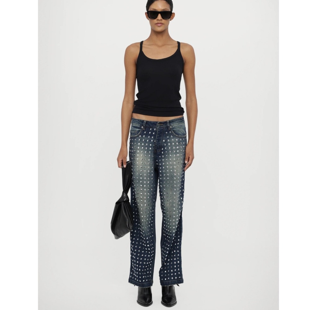NWT The Kooples Stud-Embellished‎ Denim Jeans Women's Size 38 Distressed - Picture 8 of 12